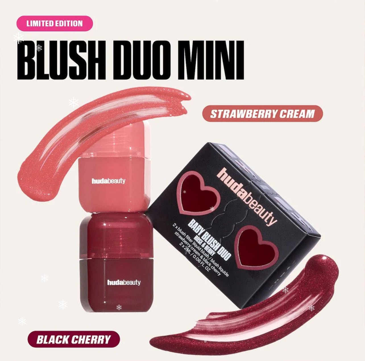 Huda Beauty Baby Blush Duo - Rose & Berry - 2 X Blush Filter Liquid Blush
